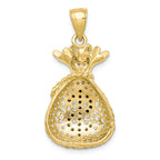 FJC Finejewelers 10k Yellow Gold Black Clear CZ Micropave Money Bag Charm