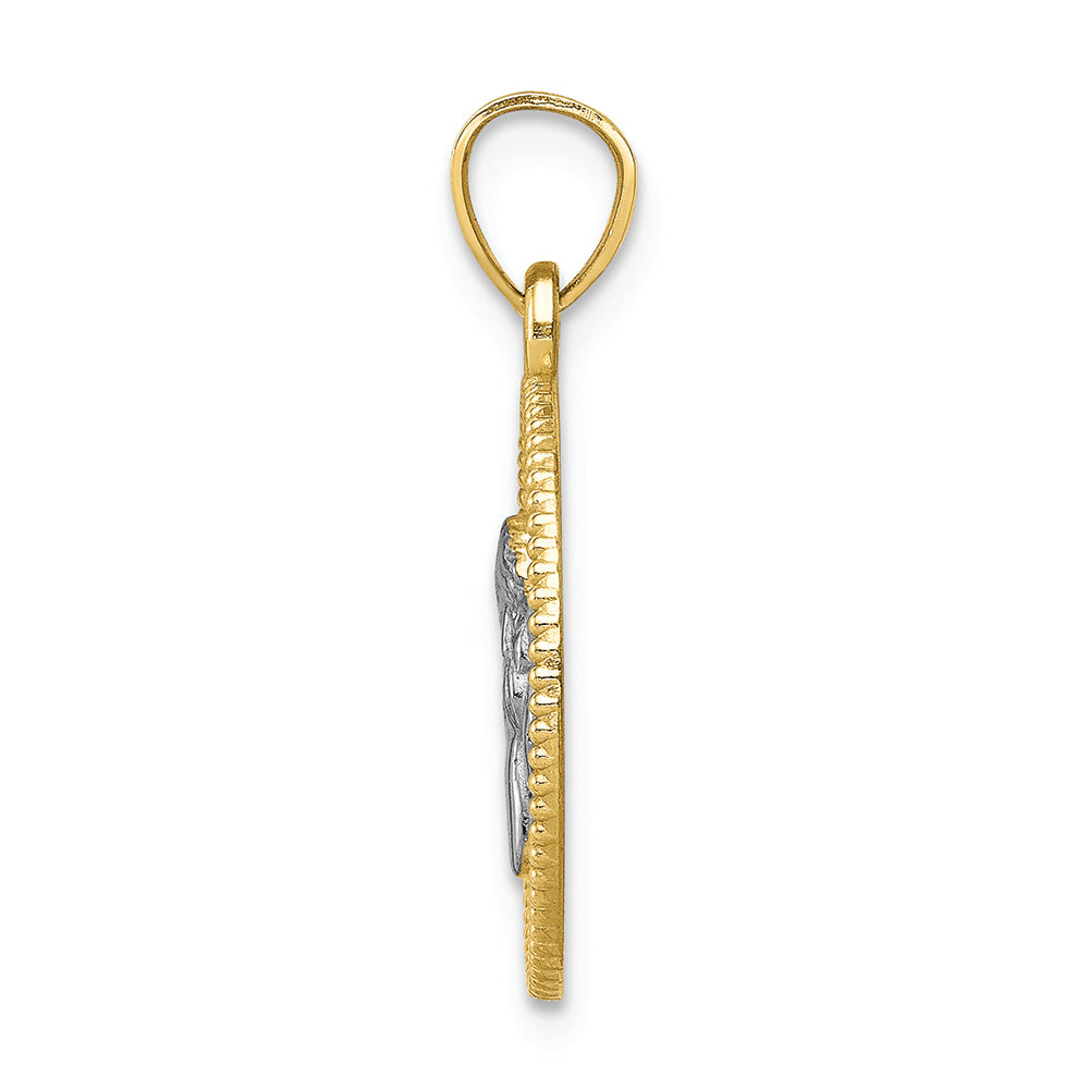 FJC Finejewelers 10k Yellow Gold with with Rhodium Polished Textured Angel Charm