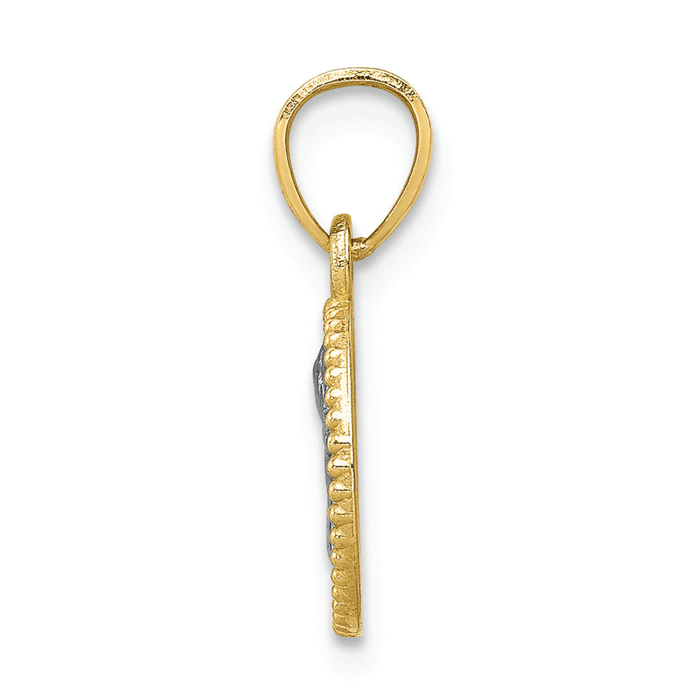 FJC Finejewelers 10k Yellow Gold with with Rhodium Polished Textured Angel Charm