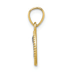 FJC Finejewelers 10k Yellow Gold with with Rhodium Polished Textured Angel Charm