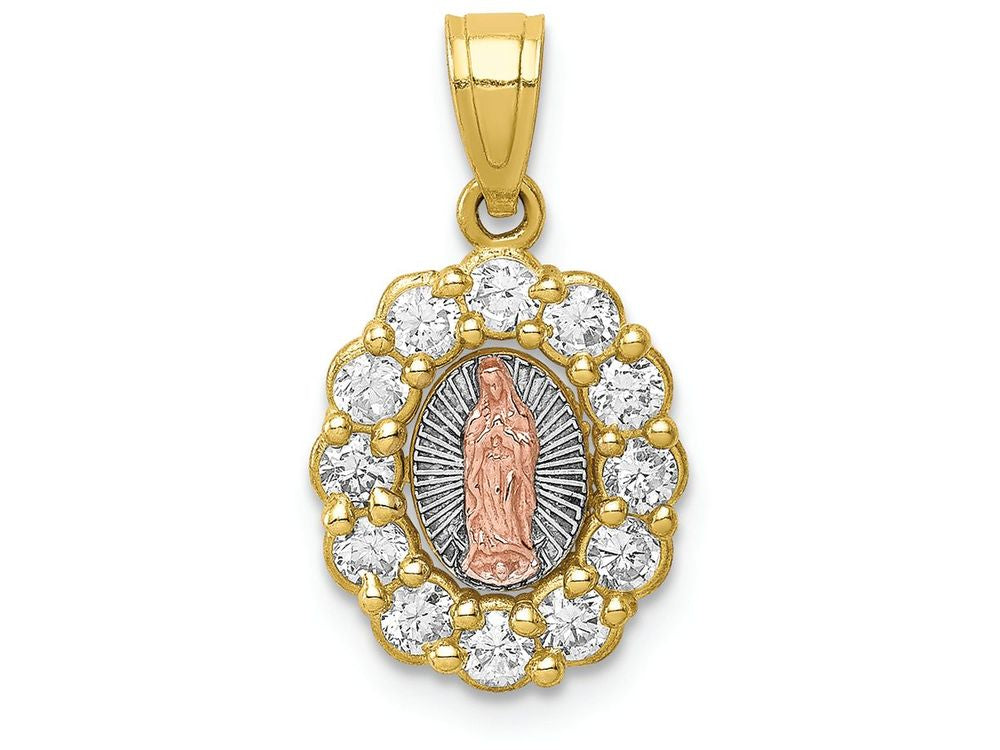 FJC Finejewelers 10k Two-tone Gold with Rhodium CZ Guadalupe Charm