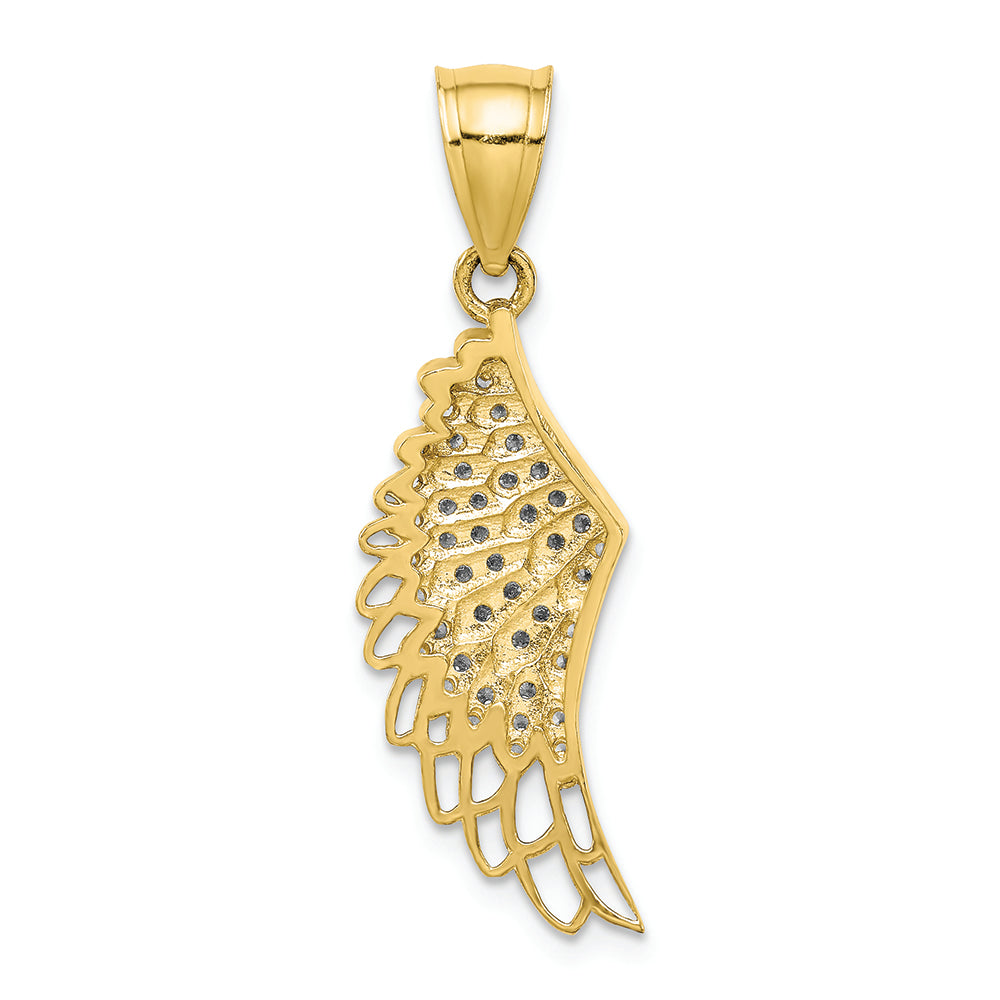 FJC Finejewelers 10k Yellow Gold CZ Micropave Angel Wing Charm