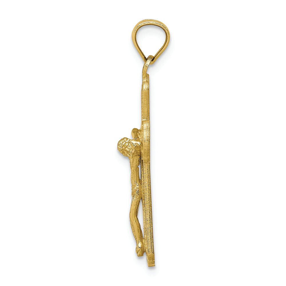 FJC Finejewelers 10k Yellow Gold Polished Textured Crucifix Charm