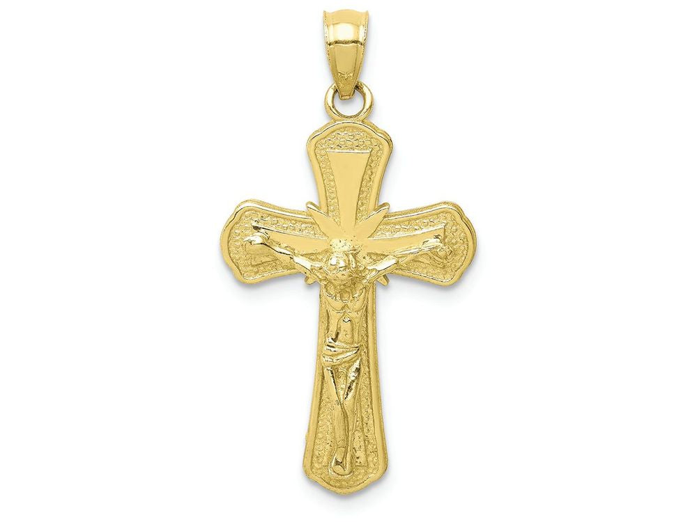 FJC Finejewelers 10k Yellow Gold Polished Textured Crucifix Charm