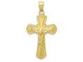 FJC Finejewelers 10k Yellow Gold Polished Textured Crucifix Charm