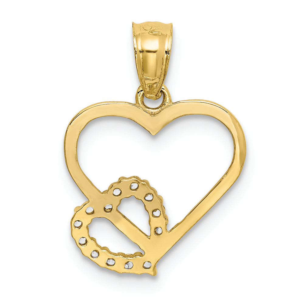 FJC Finejewelers 10k Yellow Gold CZ Heart In Heart Charm