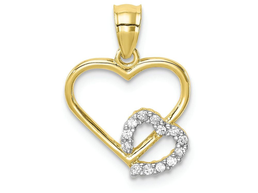 FJC Finejewelers 10k Yellow Gold CZ Heart In Heart Charm