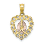 FJC Finejewelers 10k Two-tone Gold with Rhodium CZ Guadalupe In Heart Charm