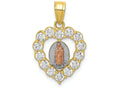 FJC Finejewelers 10k Two-tone Gold with Rhodium CZ Guadalupe In Heart Charm