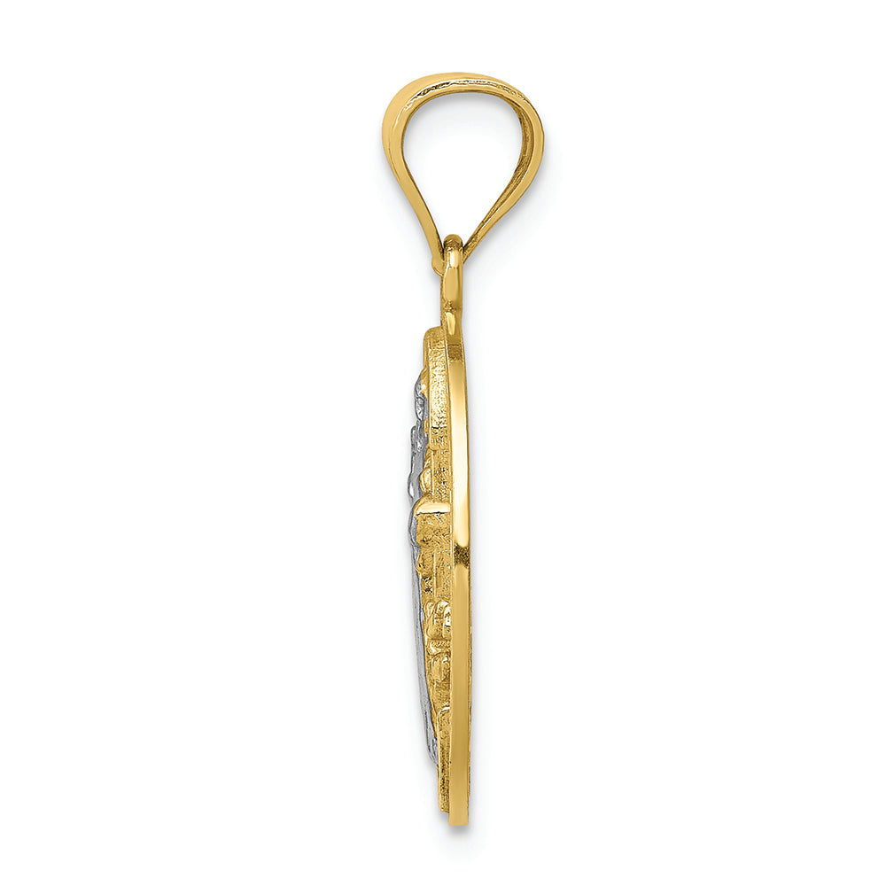 FJC Finejewelers 10k Yellow Gold with with Rhodium San Beito Medal Charm