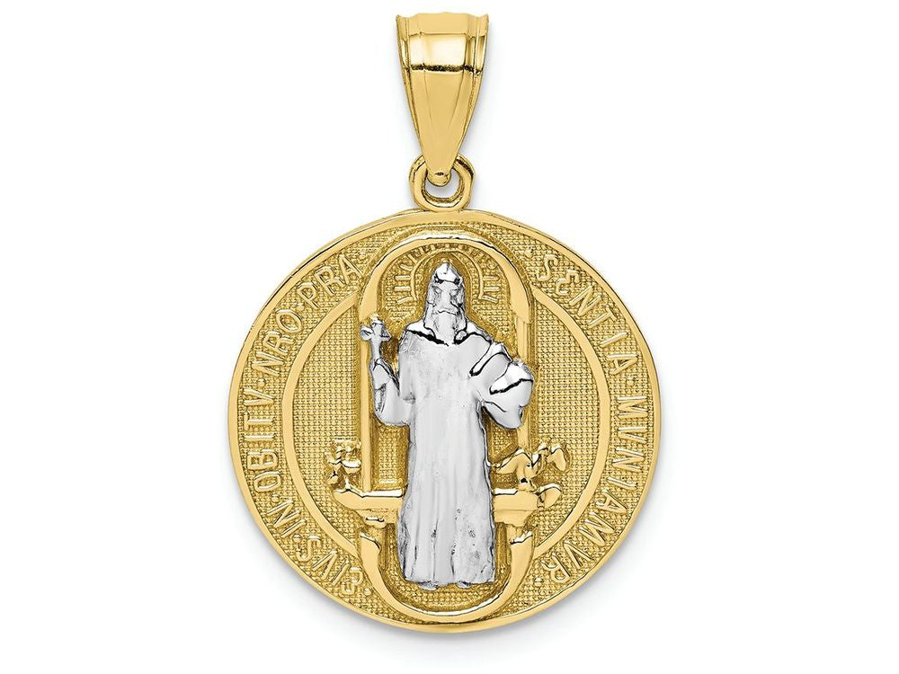 FJC Finejewelers 10k Yellow Gold with with Rhodium San Beito Medal Charm