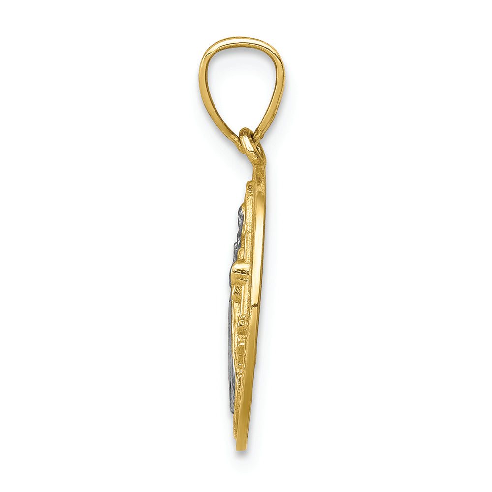 FJC Finejewelers 10k Yellow Gold with with Rhodium San Beito Medal Charm
