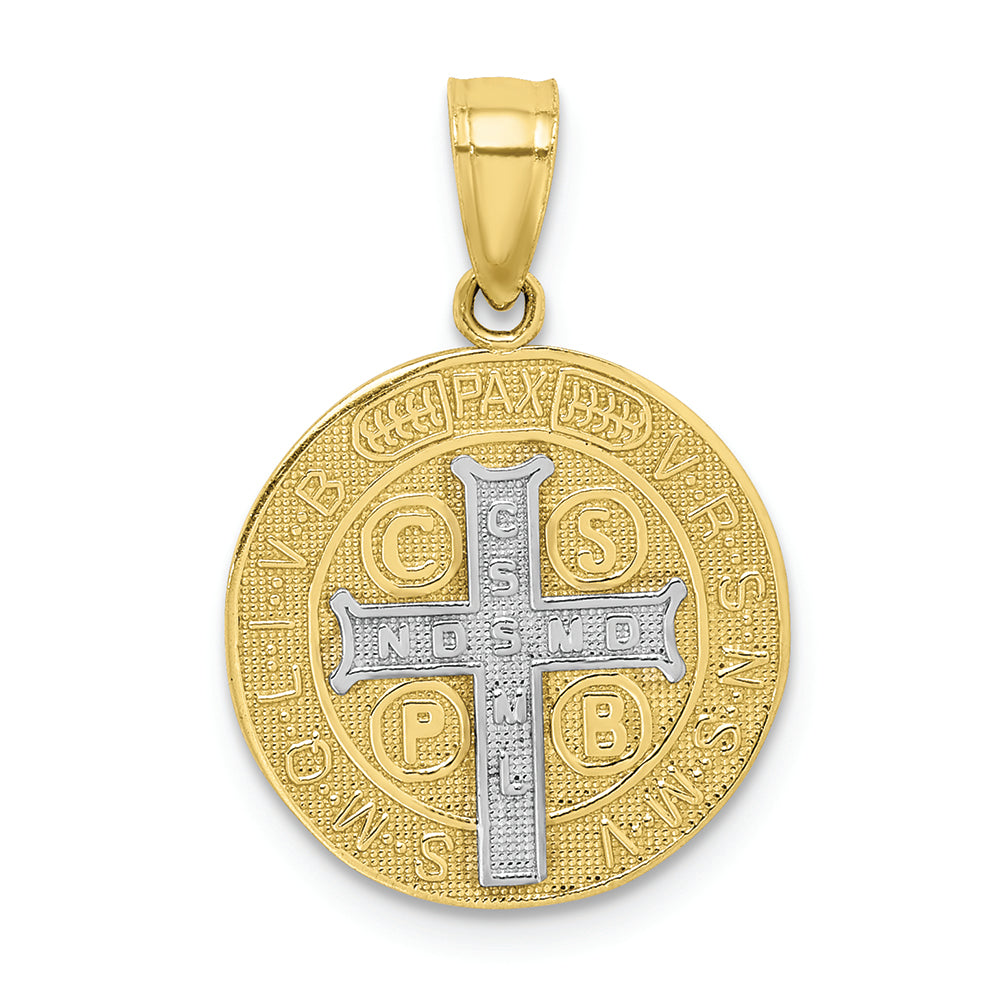 FJC Finejewelers 10k Yellow Gold with with Rhodium San Beito Medal Charm