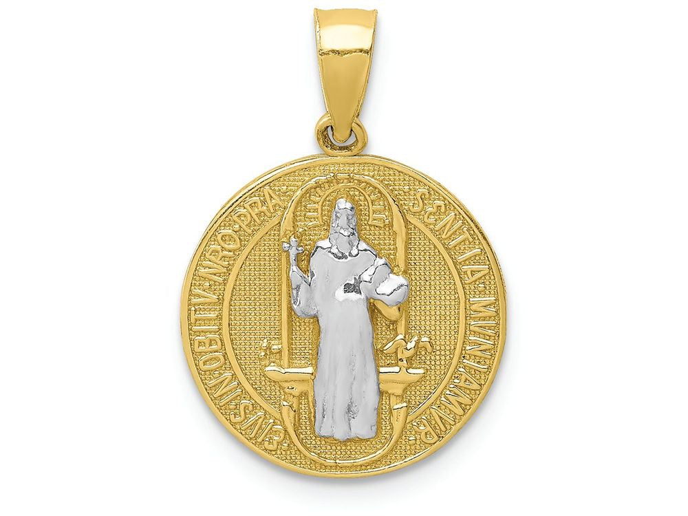FJC Finejewelers 10k Yellow Gold with with Rhodium San Beito Medal Charm