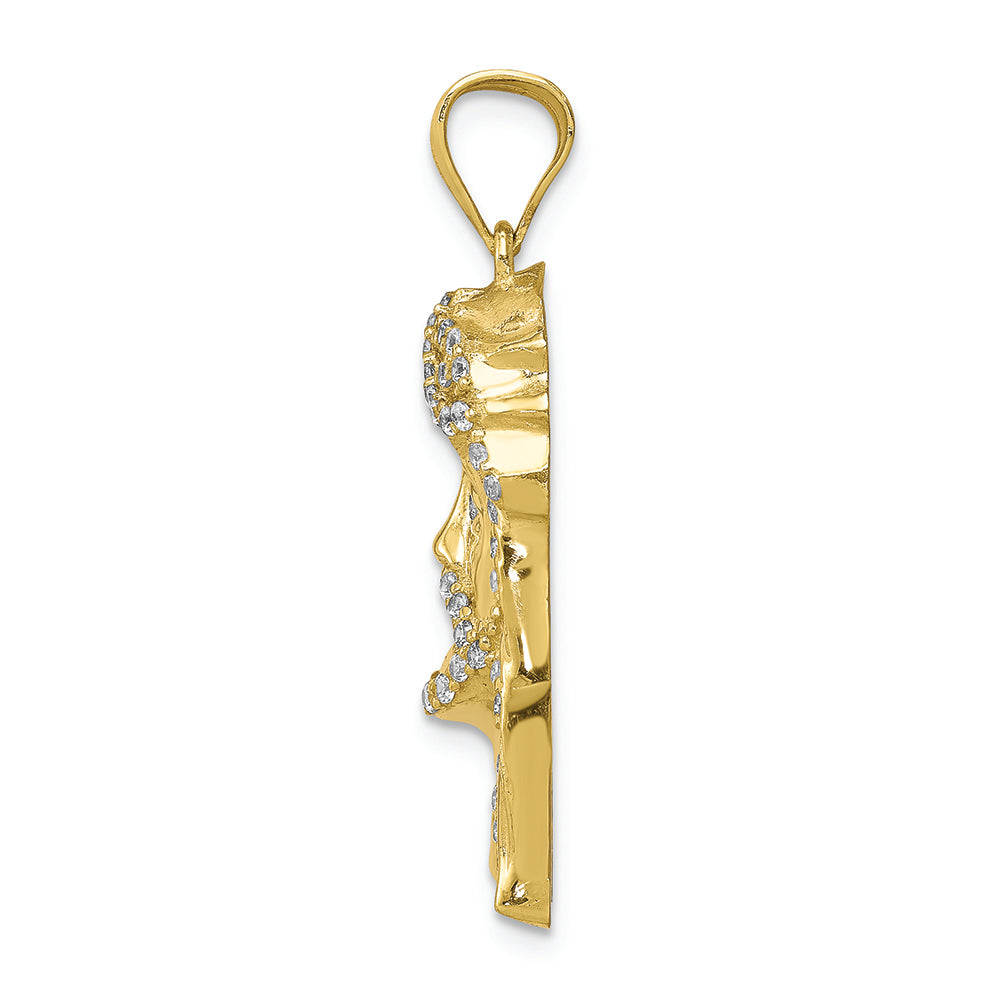 FJC Finejewelers 10k Yellow Gold CZ Micropave Jesus Face Charm