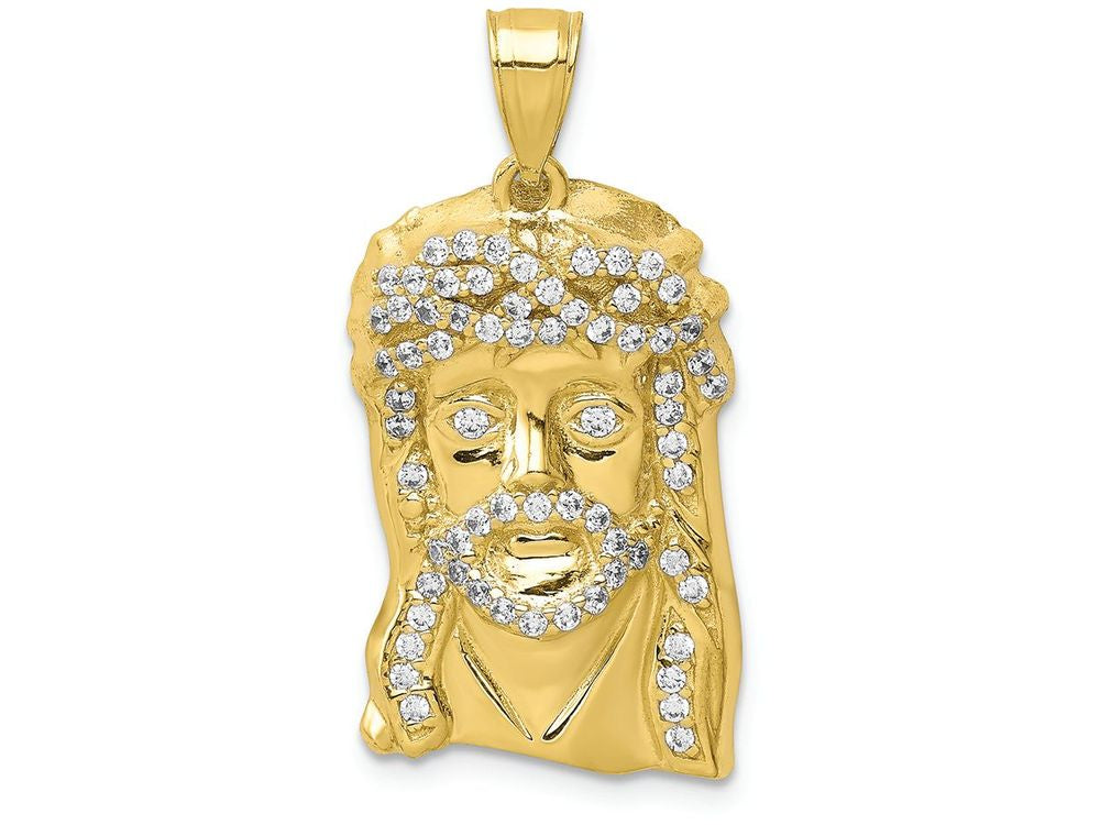 FJC Finejewelers 10k Yellow Gold CZ Micropave Jesus Face Charm