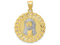 FJC Finejewelers 10k Yellow Gold Bright Cut with with Rhodium Jesus Face Charm