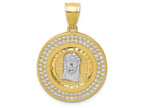 FJC Finejewelers 10k Yellow Gold with with Rhodium CZ Channel Edge Pave Jesus Face Charm