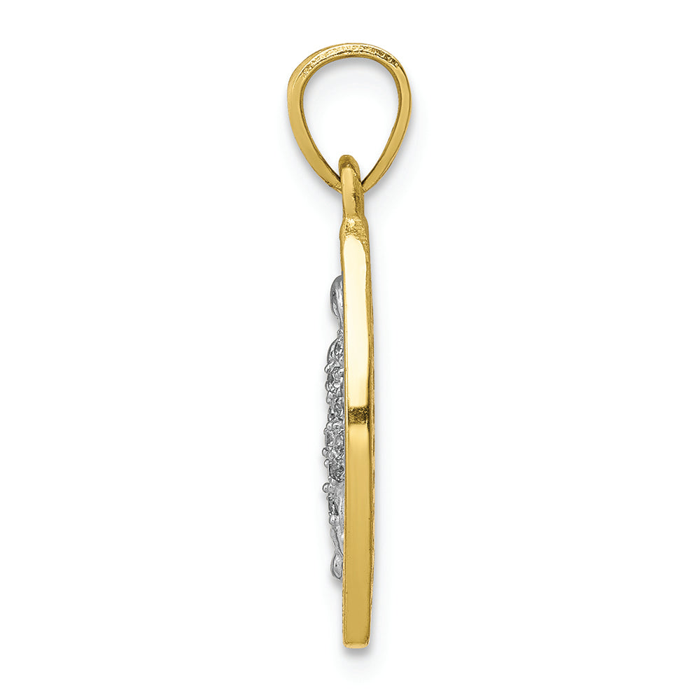 FJC Finejewelers 10k Yellow Gold with with Rhodium CZ Pave Lady Of Guadalupe Charm