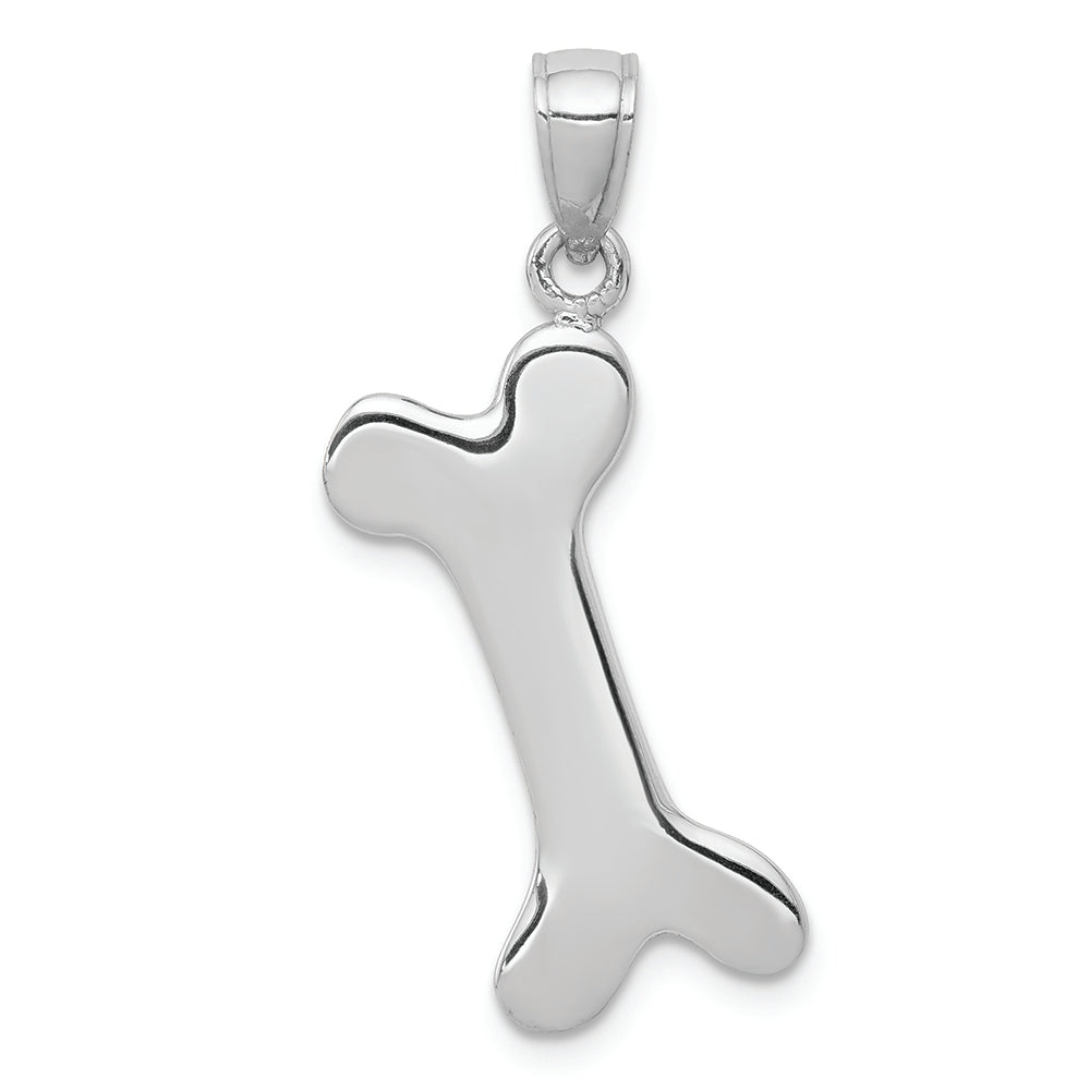 FJC Finejewelers 10k White Gold 3d Engraveable Dog Bone Charm