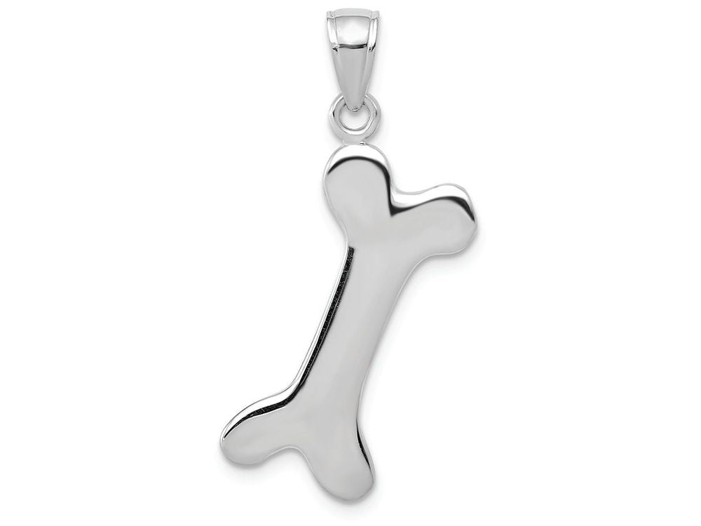FJC Finejewelers 10k White Gold 3d Engraveable Dog Bone Charm