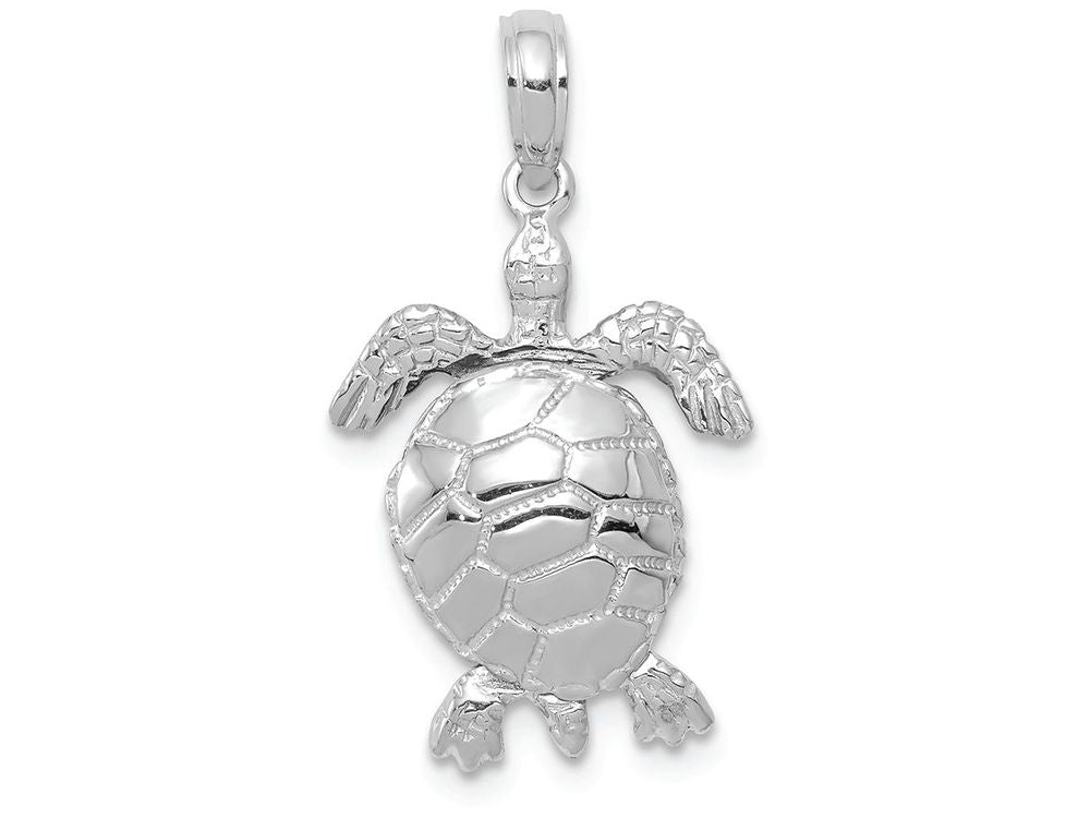 FJC Finejewelers 10k White Gold 3d Moveable Sea Turtle Charm