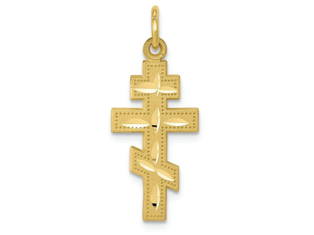 FJC Finejewelers 10k Yellow Gold Solid Flat-backed Eastern Orthodox Cross Charm