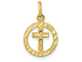 FJC Finejewelers 10k Yellow Gold Solid Flat-backed Cross In Circle For Eternal Life Charm