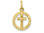 FJC Finejewelers 10k Yellow Gold Solid Flat-backed Cross In Circle For Eternal Life Charm