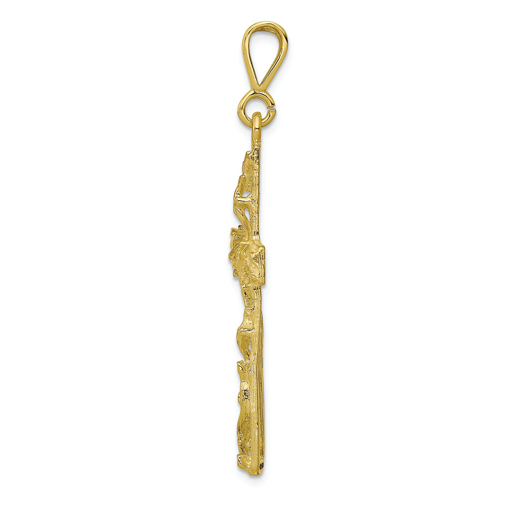 FJC Finejewelers 10k Yellow Gold Satin Polished Antiqued Cross Charm
