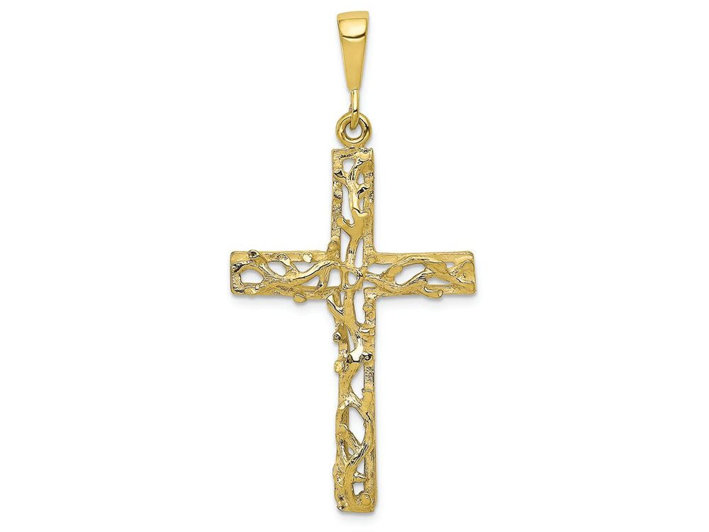 FJC Finejewelers 10k Yellow Gold Satin Polished Antiqued Cross Charm