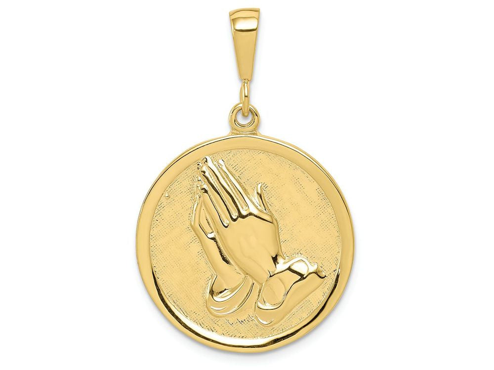 FJC Finejewelers 10k Yellow Gold Praying Hands Reversible with Serenity Prayer Charm