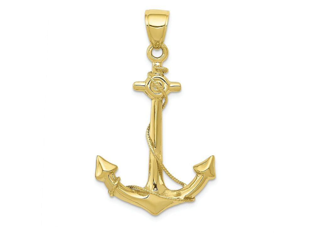 FJC Finejewelers 10k Yellow Gold 3d Anchor with Rope Charm