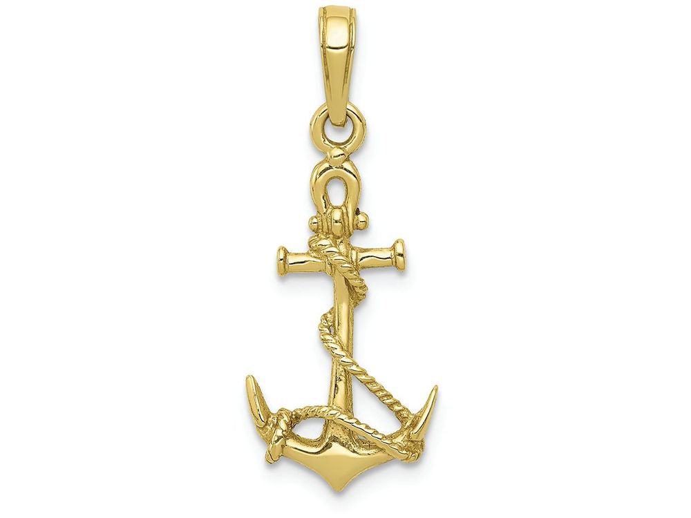 FJC Finejewelers 10k Yellow Gold 3d Anchor with Shackle And Entwined Rope Charm