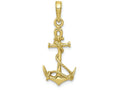 FJC Finejewelers 10k Yellow Gold 3d Anchor with Shackle And Entwined Rope Charm