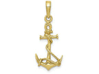 FJC Finejewelers 10k Yellow Gold 3d Anchor with Shackle And Entwined Rope Charm