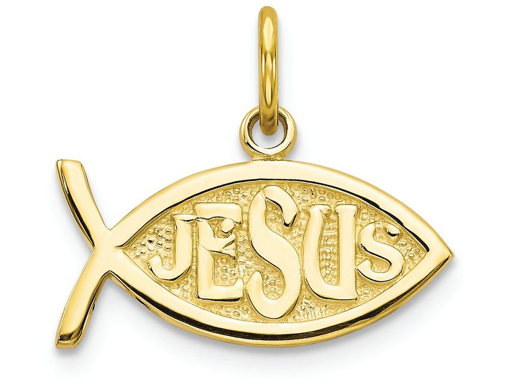 FJC Finejewelers 10k Yellow Gold Jesus Fish Charm
