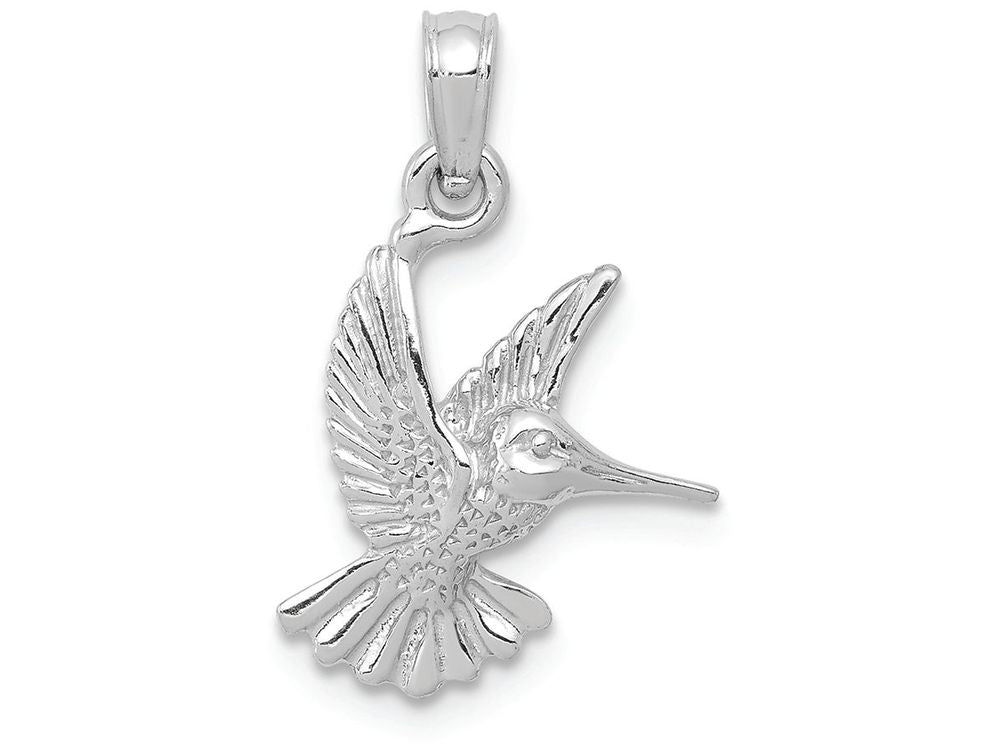 FJC Finejewelers 10k White Gold Hummingbird Charm Textured
