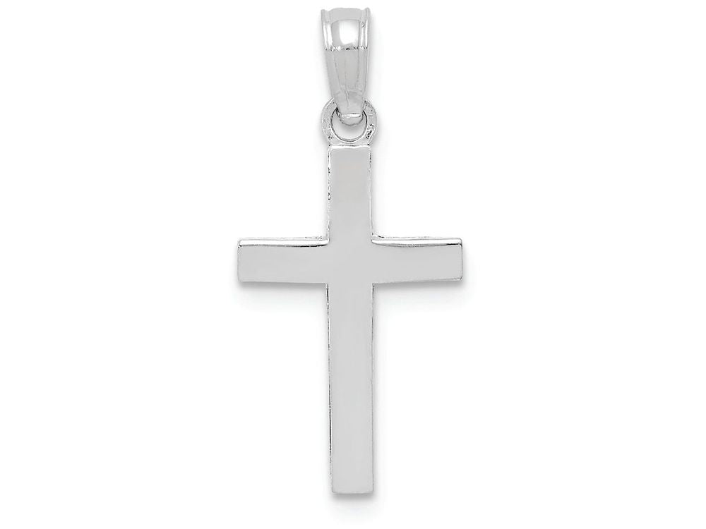 FJC Finejewelers 10k White Gold Beveled Cross with Square Tips Charm