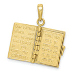 FJC Finejewelers 10k Yellow Gold 3d Holy Bible Book with Lord's Prayermoveable Pages Charm