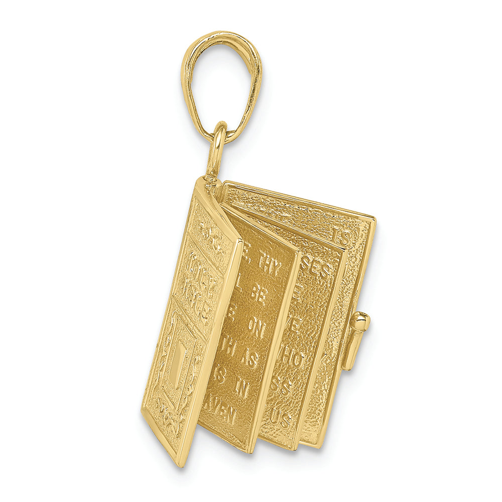 FJC Finejewelers 10k Yellow Gold 3d Holy Bible Book with Lord's Prayermoveable Pages Charm