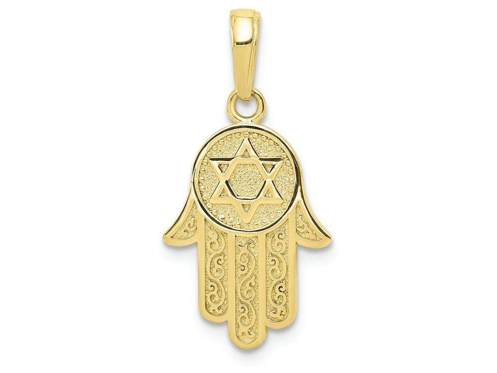 FJC Finejewelers 10k Yellow Gold Jewish Hand Of God with Star Of David Charm