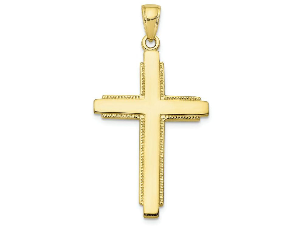 FJC Finejewelers 10k Yellow Gold Solid Cross with Latis Trimclosedback Charm