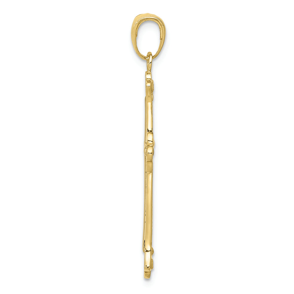 FJC Finejewelers 10k Two-tone Gold Cross In Budded Yellow Cross Frame Charm