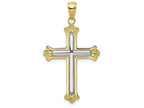 FJC Finejewelers 10k Two-tone Gold Cross In Budded Yellow Cross Frame Charm