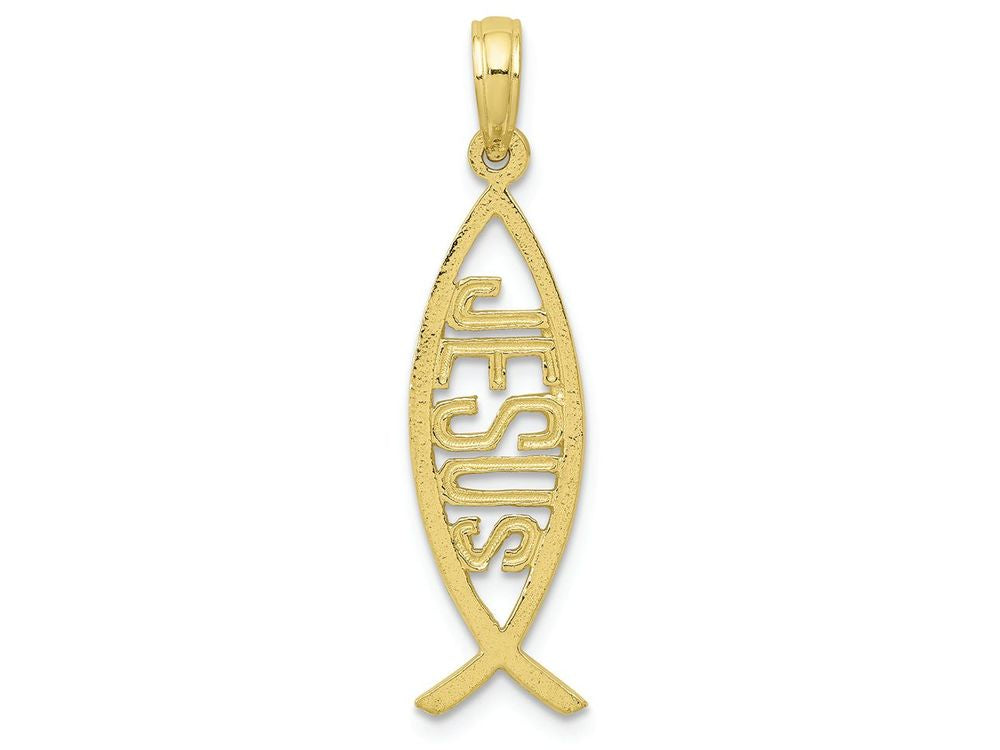 FJC Finejewelers 10k Yellow Gold Ichthus Fish with Jesus Charm