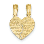 FJC Finejewelers 10k Yellow Gold Reversible Break Apart Mizpah Heart Charm