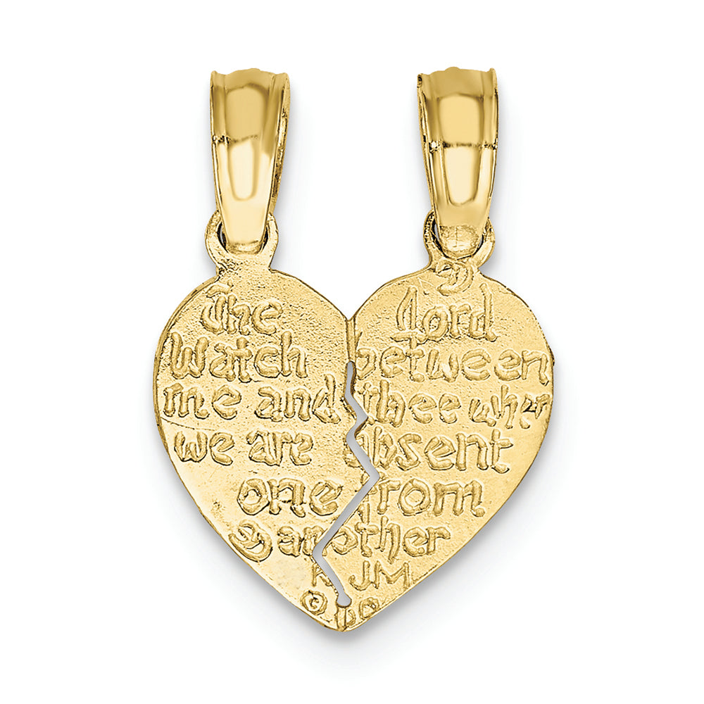 FJC Finejewelers 10k Yellow Gold Reversible Break Apart Mizpah Heart Charm