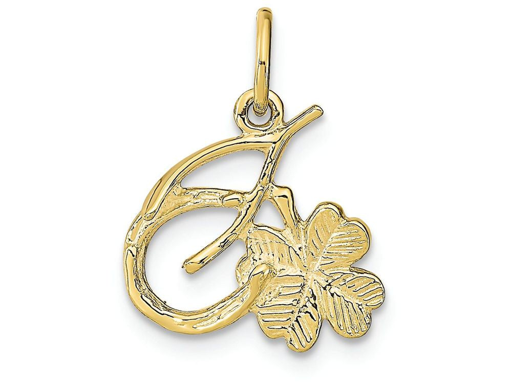 FJC Finejewelers 10k Yellow Gold Solid Horseshoe Wishbone Shamrock Charm