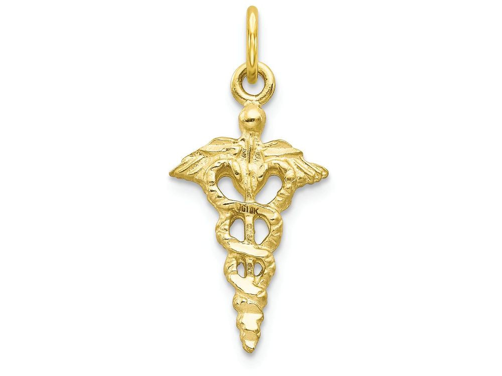 FJC Finejewelers 10k Yellow Gold Solid Caduceus Charm